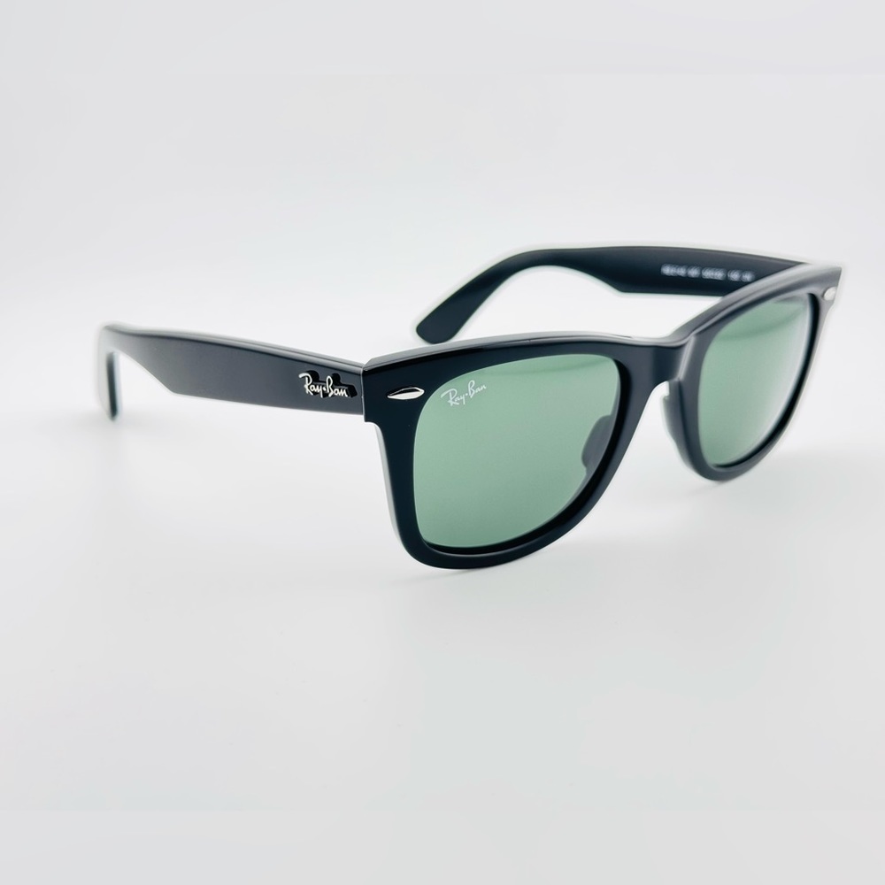 Ray-Ban Sunglasses RB2140 Wayfarer Classic UNISEX! Acetate black Green Lenses - Picture 6 of 14